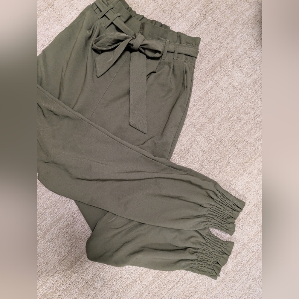 Olive Green Paperbag Trousers